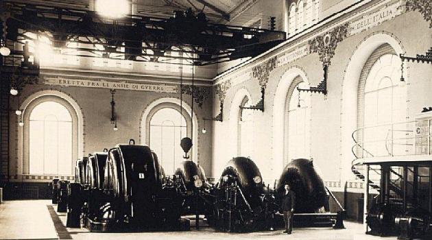 Foto storica della Centrale di Boffetto costruita fra il 1917 e il 1919 anche dai prigionieri di guerra austriaci