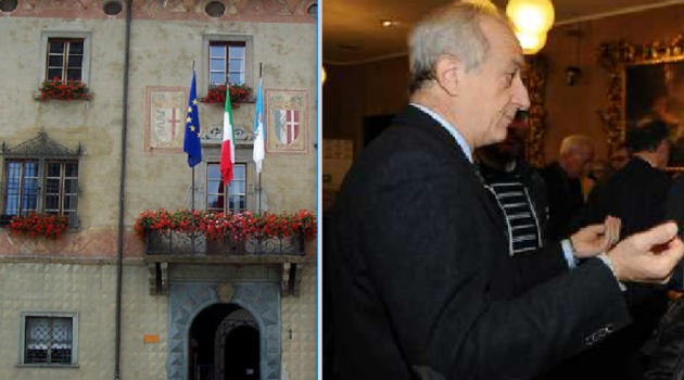 A sinistra la finestra della 'Stua', ufficio del Sindaco di Sondrio