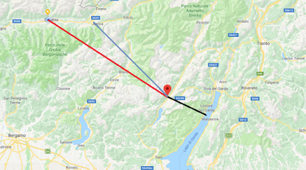Lenee: rossa Sondrio, indaco Aprica, nera Lago di Garda