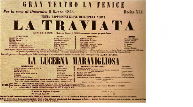 Il manifesto della prima assoluta (Alla Fenice, Venezia)
